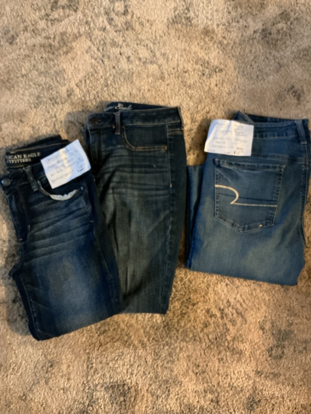American Eagle Outfitters Women’s Blue Skinny Jeans Trio, size 12,  NWOT